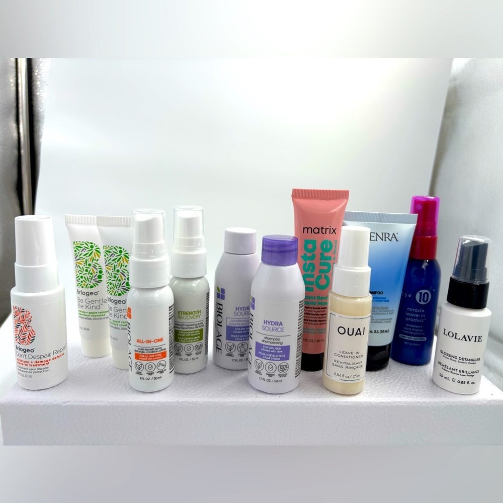 NWT Briogeo BIOLAGE OUAI LOLAVIE hair deluxe mini sample 12 pcs travel bundle